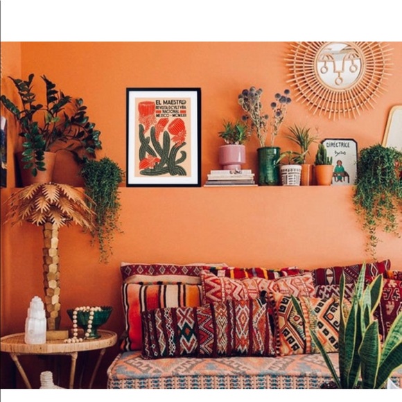 Art Nouveau print canvas wall art Mexico hanging Jungalow giclee flower cactus - Picture 1 of 4